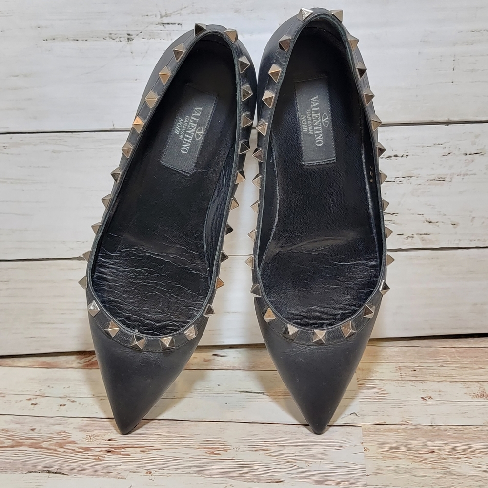 Valentino Nior black leather rockstud flats - Picture 14 of 14